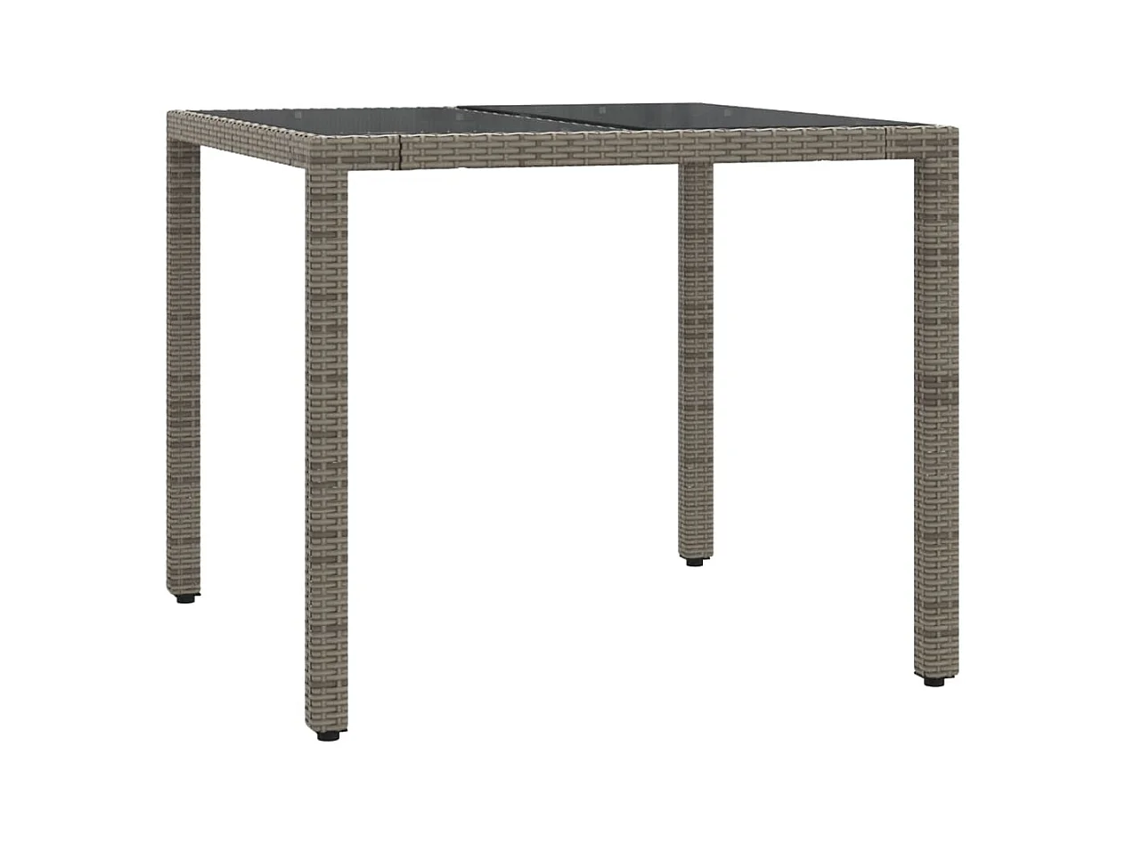 Set comedor de jardín 5 piezas con cojines ratán sintético gris