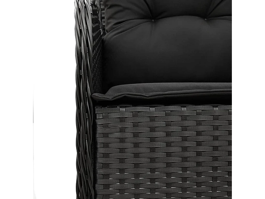 5-tlg. Garten-Essgruppe mit Kissen Schwarz Poly Rattan