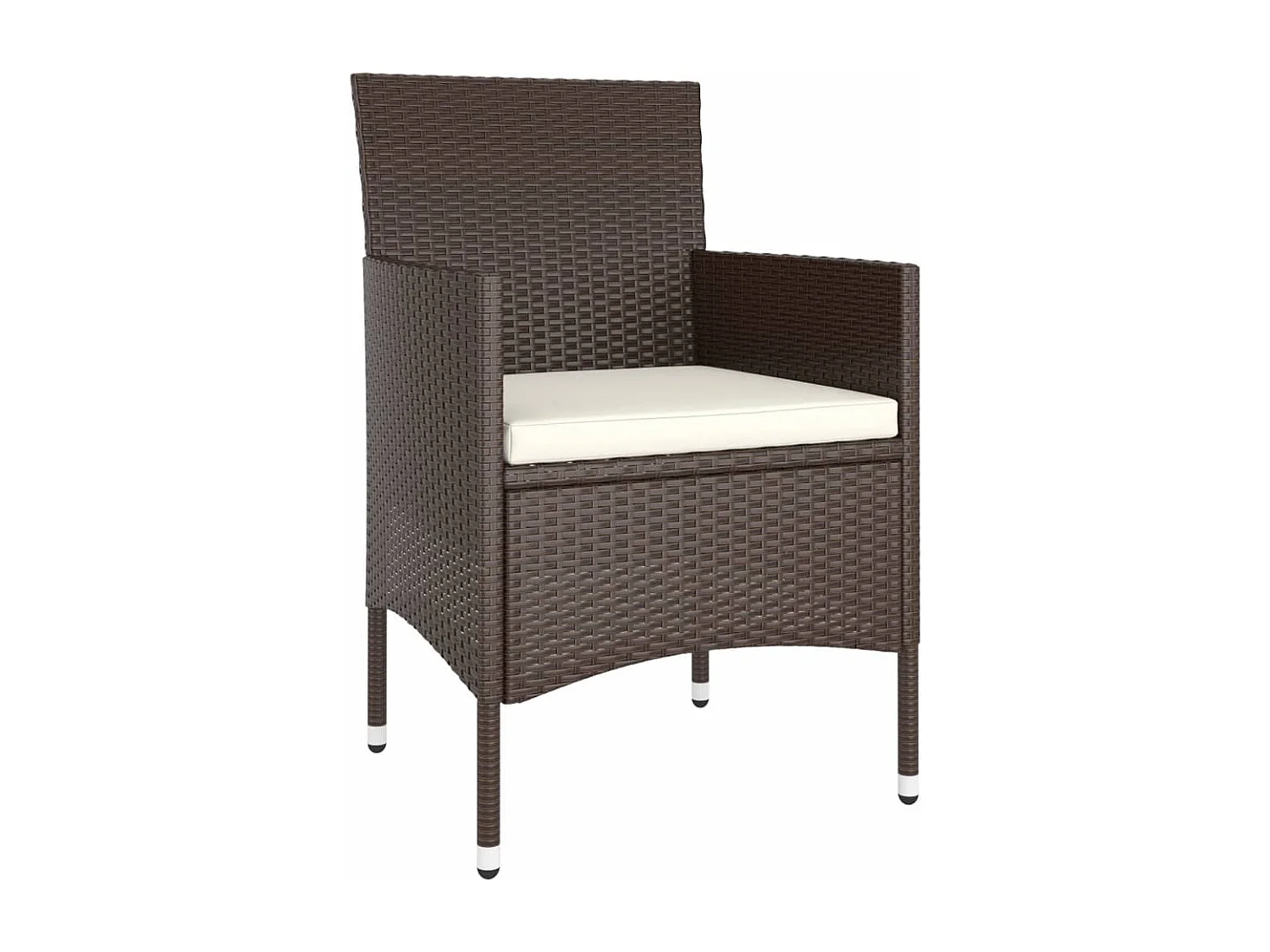 Set Bistrot Giardino 5 pz Polyrattan e Vetro Temperato Marrone