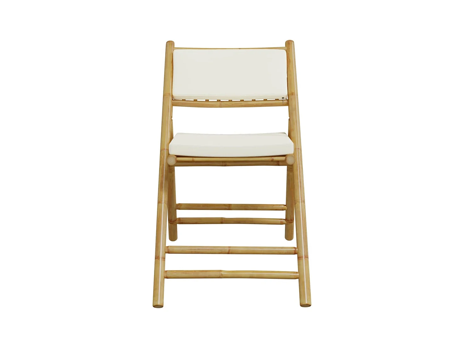 3-delige Bistroset inklapbaar met kussens bamboe crèmewit