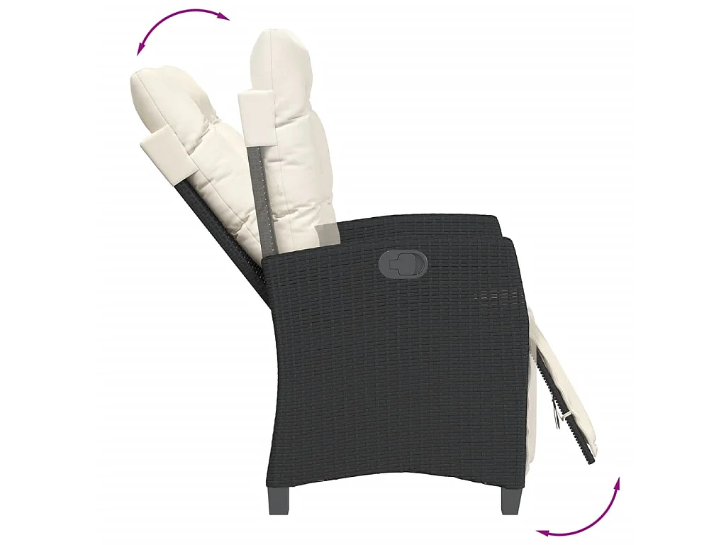5 pcs conjunto de jantar p/ jardim c/ almofadões vime PE preto