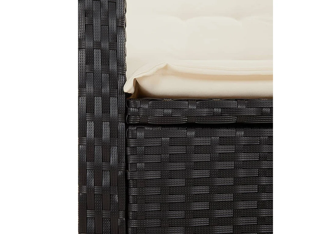 5 pcs conjunto de jantar p/ jardim c/ almofadões vime PE preto