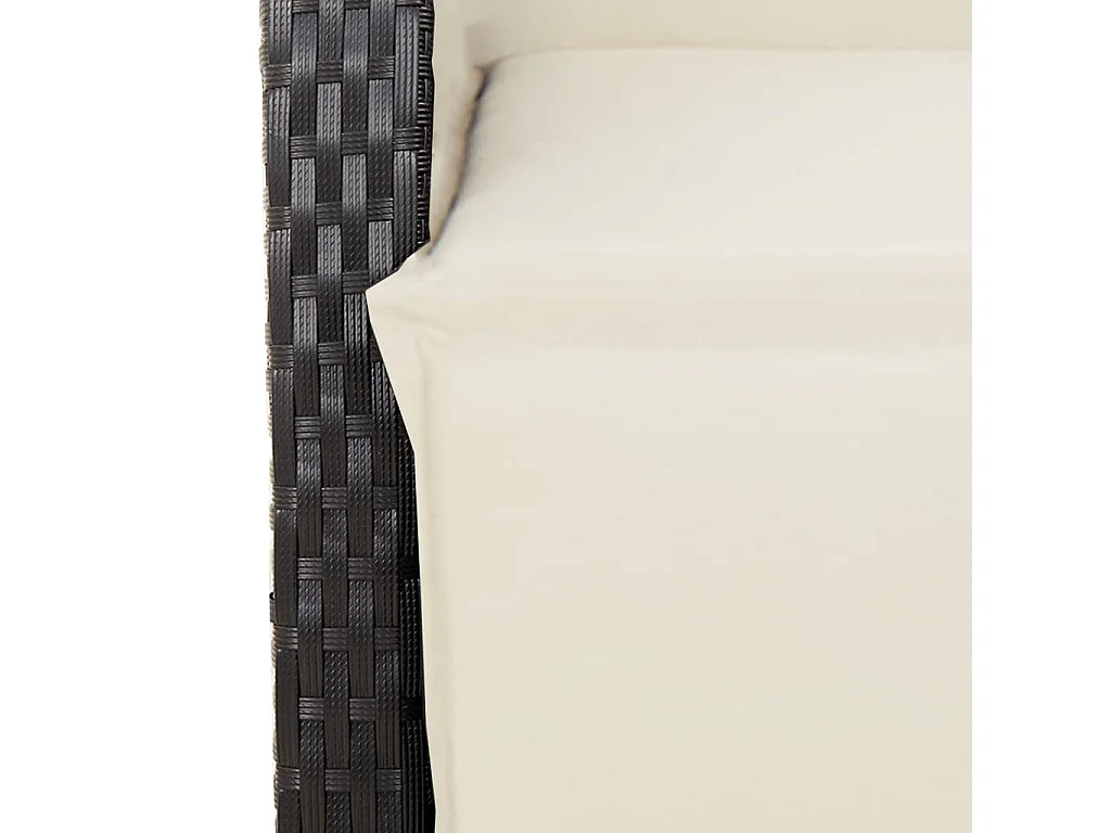 5 pcs conjunto de jantar p/ jardim c/ almofadões vime PE preto