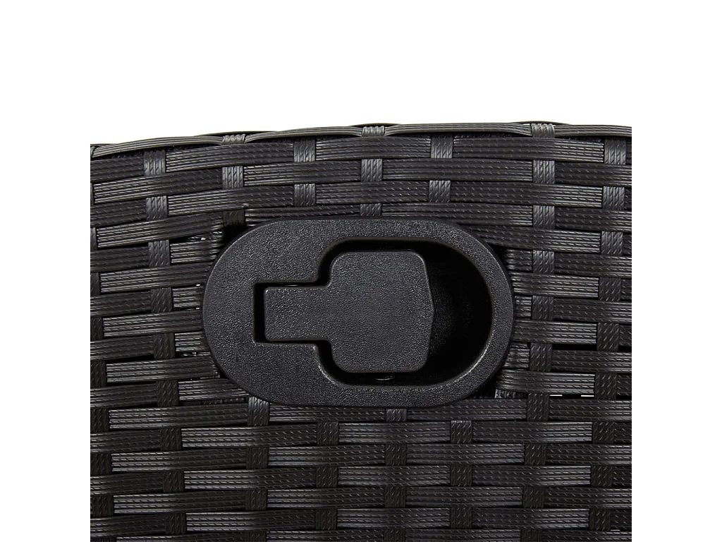 5 pcs conjunto de jantar p/ jardim c/ almofadões vime PE preto