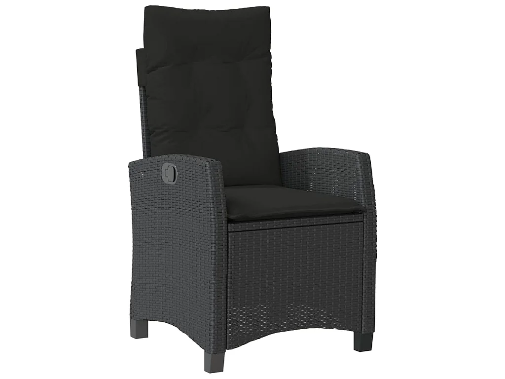 Ensemble à manger de jardin coussins 5pcs Noir Résine tressée