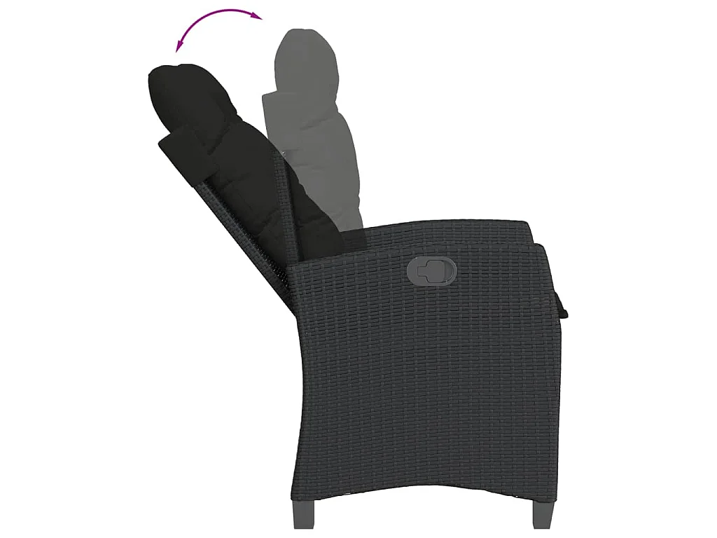 Ensemble à manger de jardin coussins 5pcs Noir Résine tressée