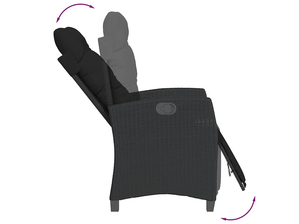 Ensemble à manger de jardin coussins 5pcs Noir Résine tressée