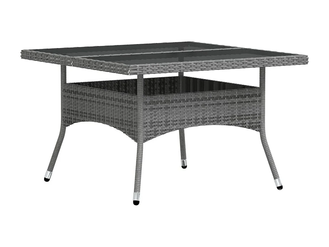 Ensemble à Manger jardin 5 pcs résine tressée verre trempé Gris