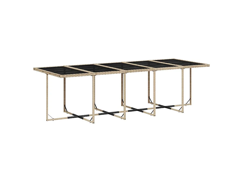 Set da Pranzo da Giardino 15 pz con Cuscini Beige in Polyrattan