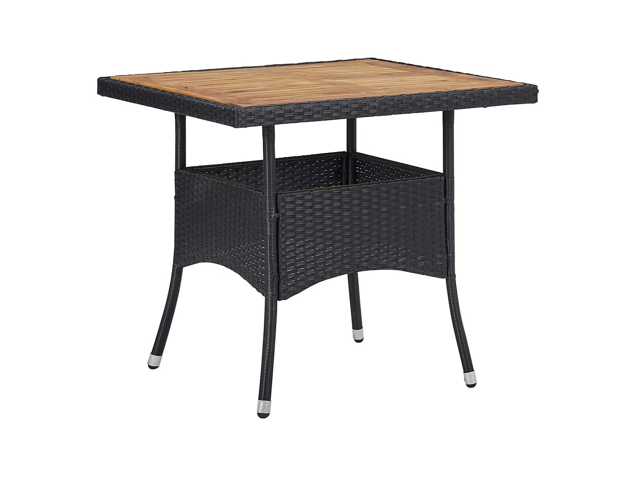 Ensemble à manger de jardin 5 pcs Résine tressée et acacia Noir