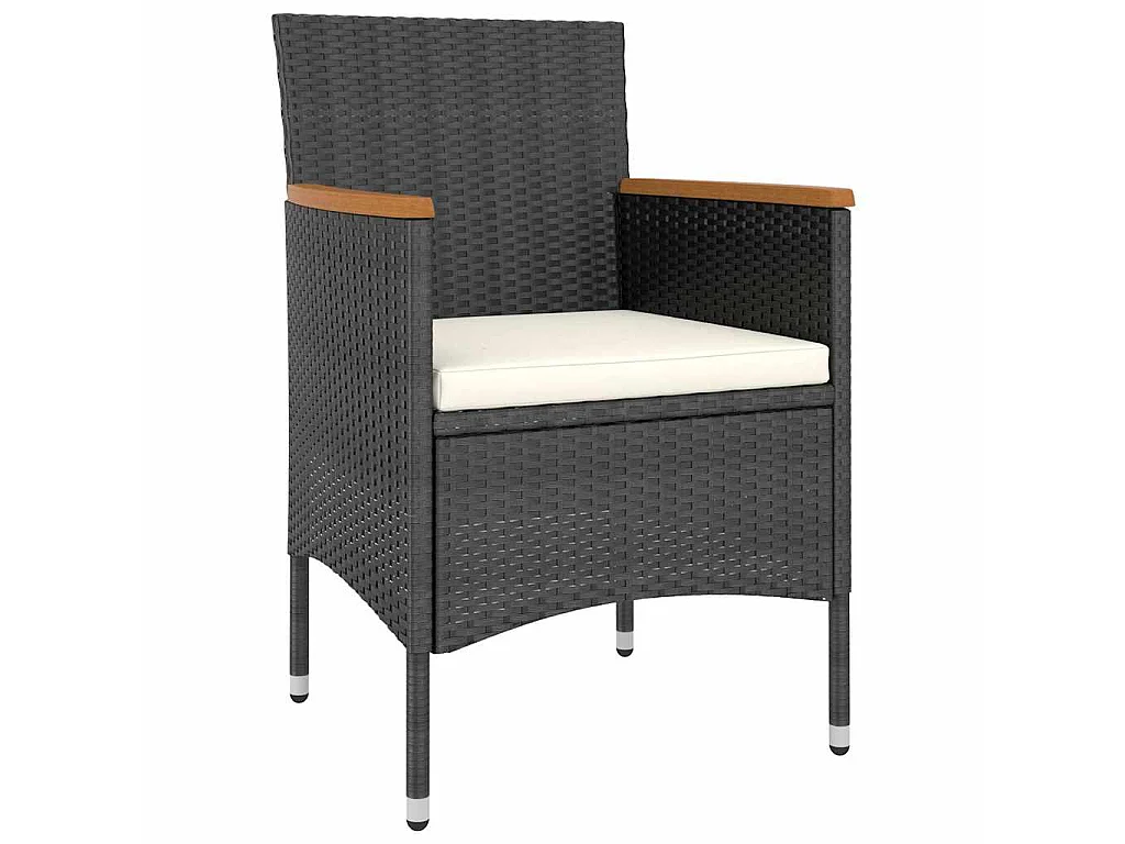 5-tlg. Garten-Essgruppe Poly Rattan & Massivholz Akazie Schwarz