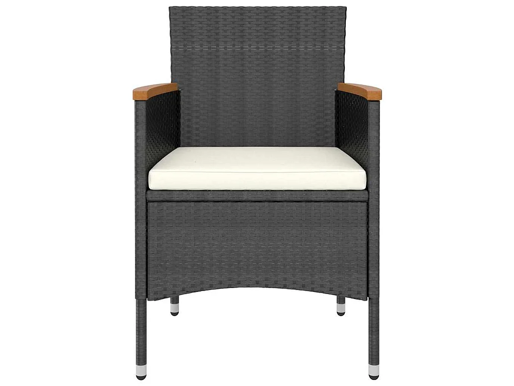 5-tlg. Garten-Essgruppe Poly Rattan & Massivholz Akazie Schwarz
