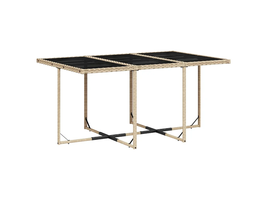 Set Pranzo da Giardino 7 pz con Cuscini Beige Misto Polyrattan