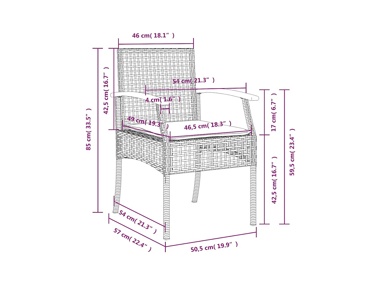 3-tlg. Garten-Essgruppe mit Kissen Beige Poly Rattan