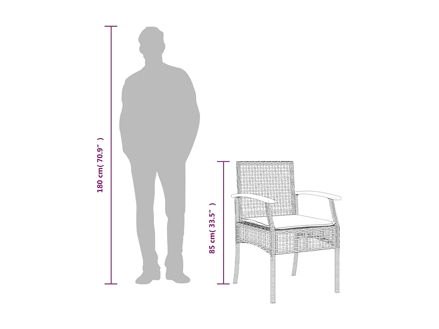 3-tlg. Garten-Essgruppe mit Kissen Beige Poly Rattan