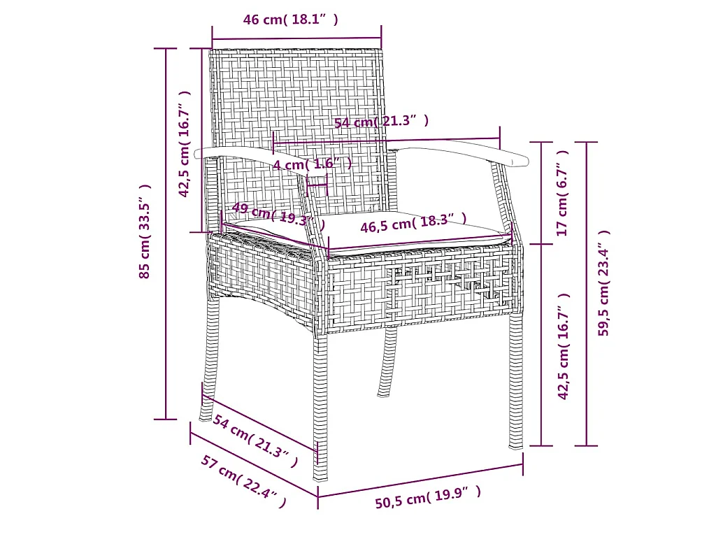 3-delige Tuinset met kussens poly rattan beige