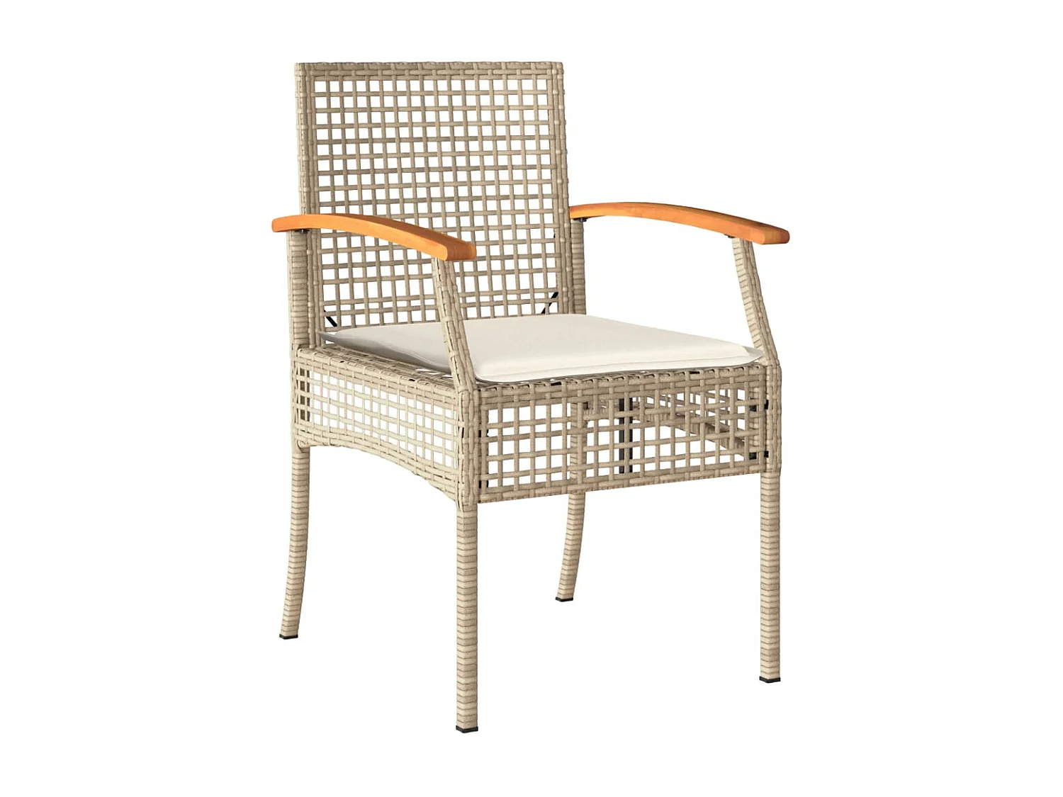5-tlg. Garten-Essgruppe mit Kissen Beige Poly Rattan