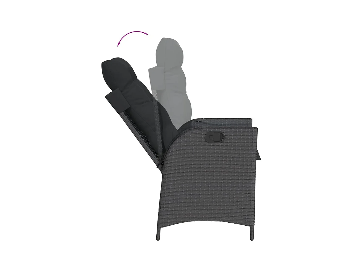 5-delige Tuinset met kussens poly rattan zwart