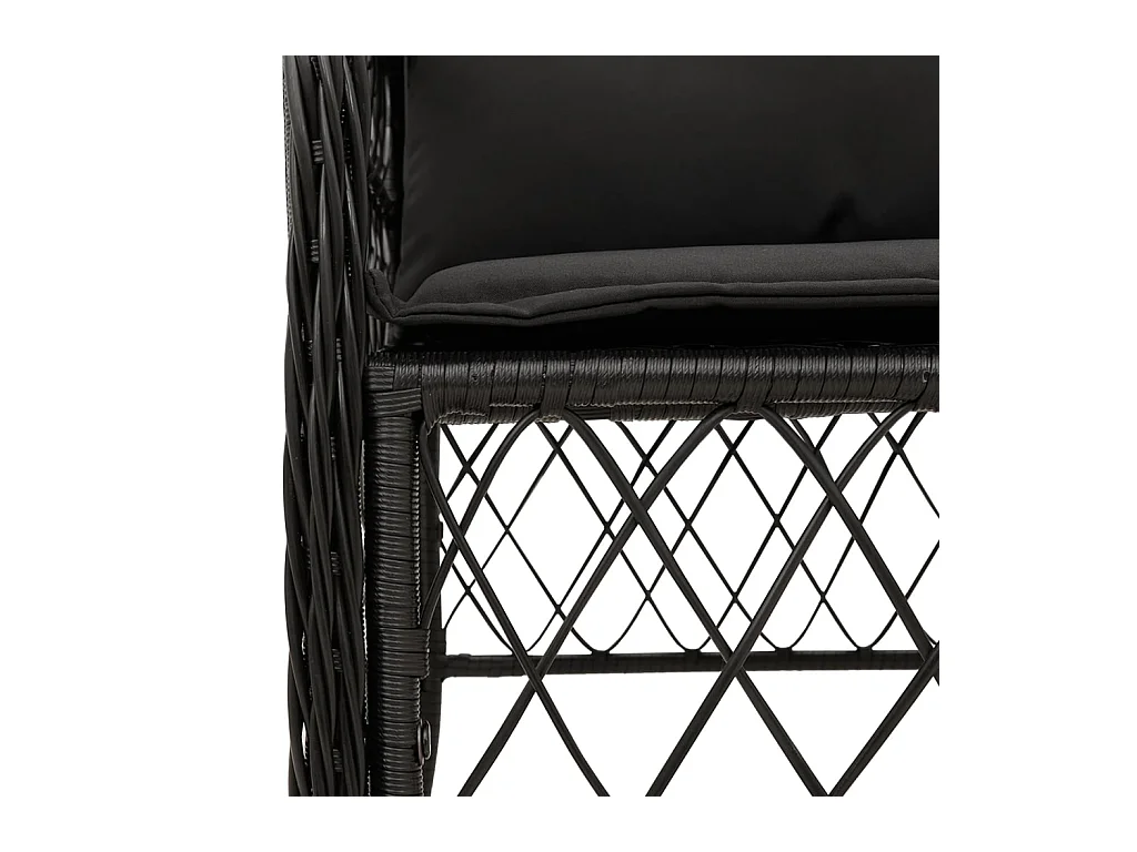 Ensemble de bistro 3 pcs avec coussins noir résine tressée