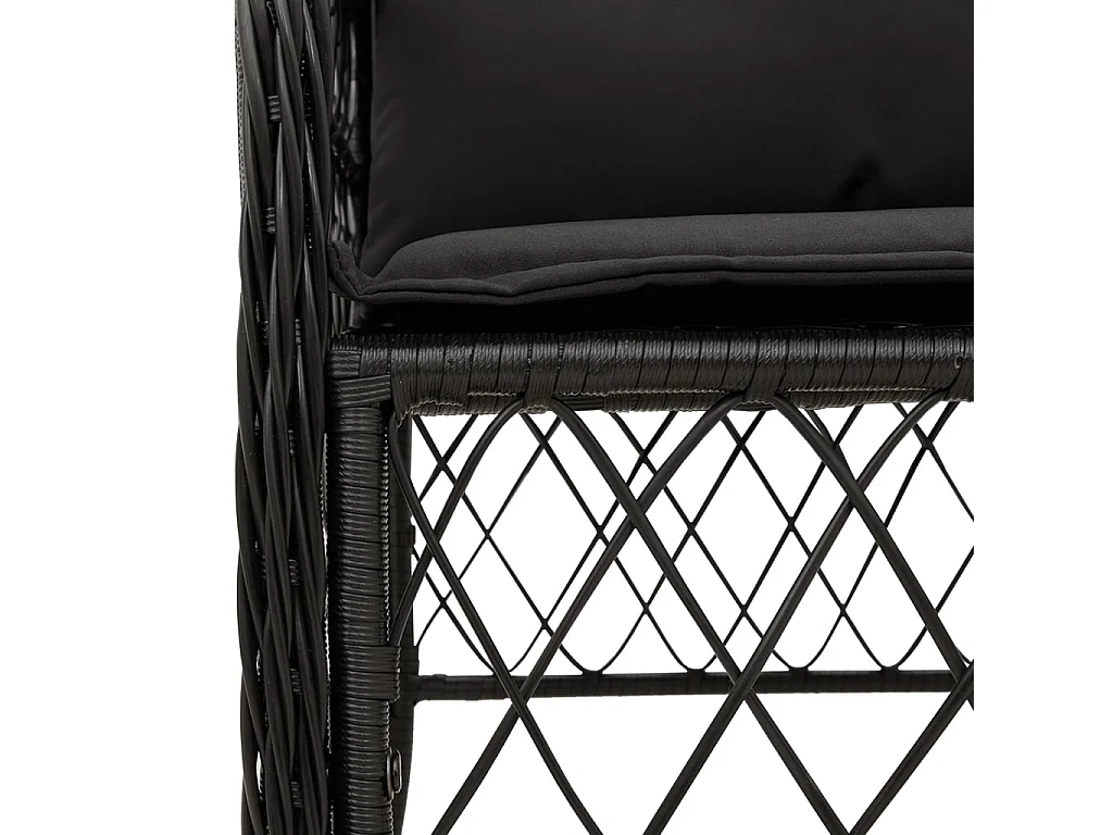 Ensemble de bistro 3 pcs avec coussins noir résine tressée