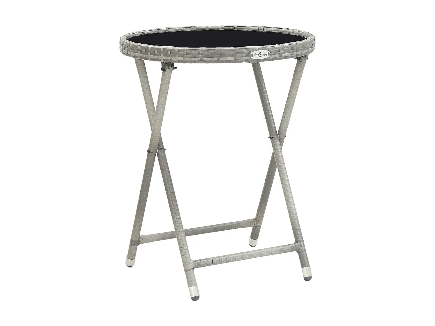 5-delige Bistroset poly rattan en gehard glas grijs