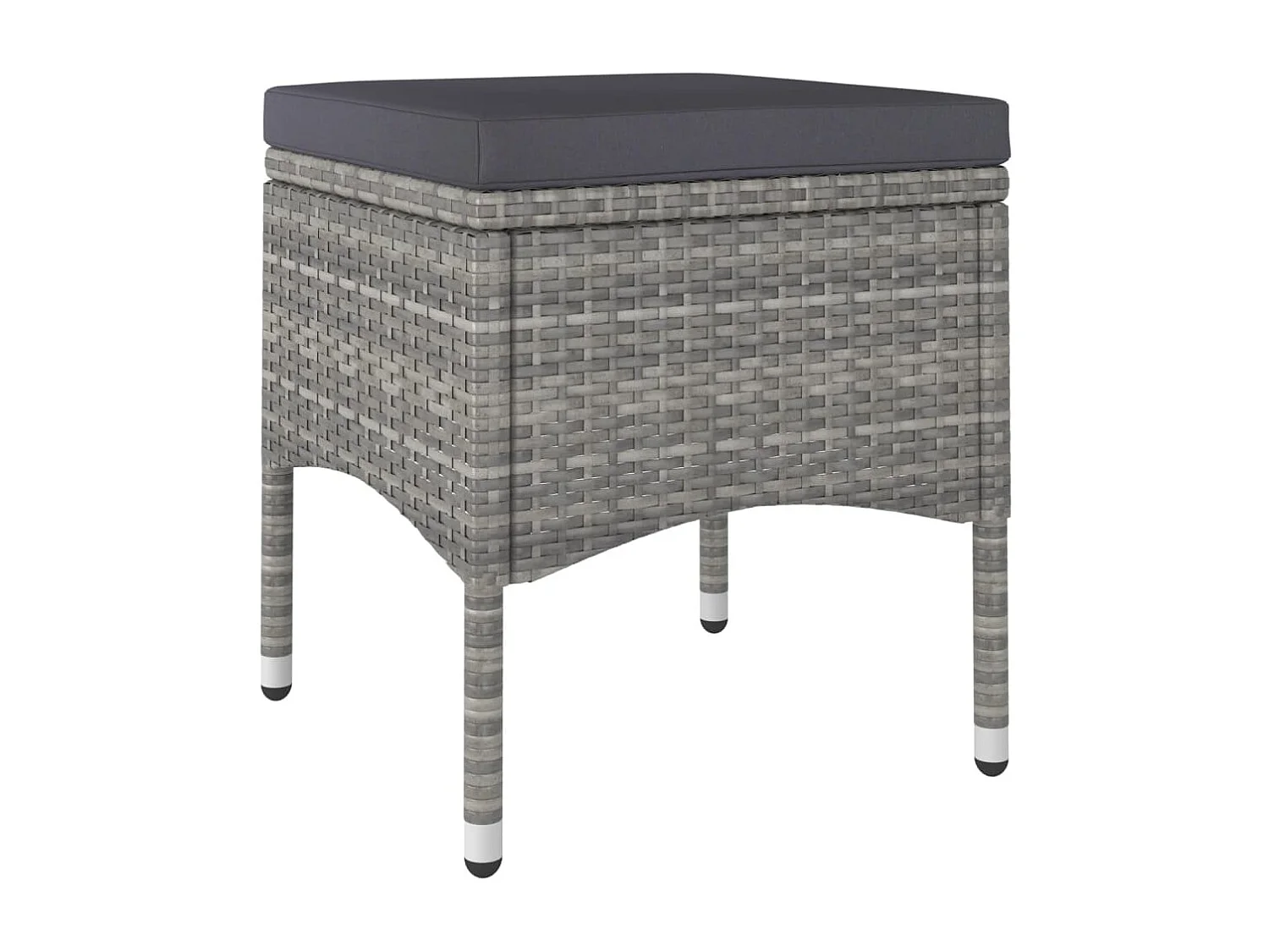 5-delige Bistroset poly rattan en gehard glas grijs