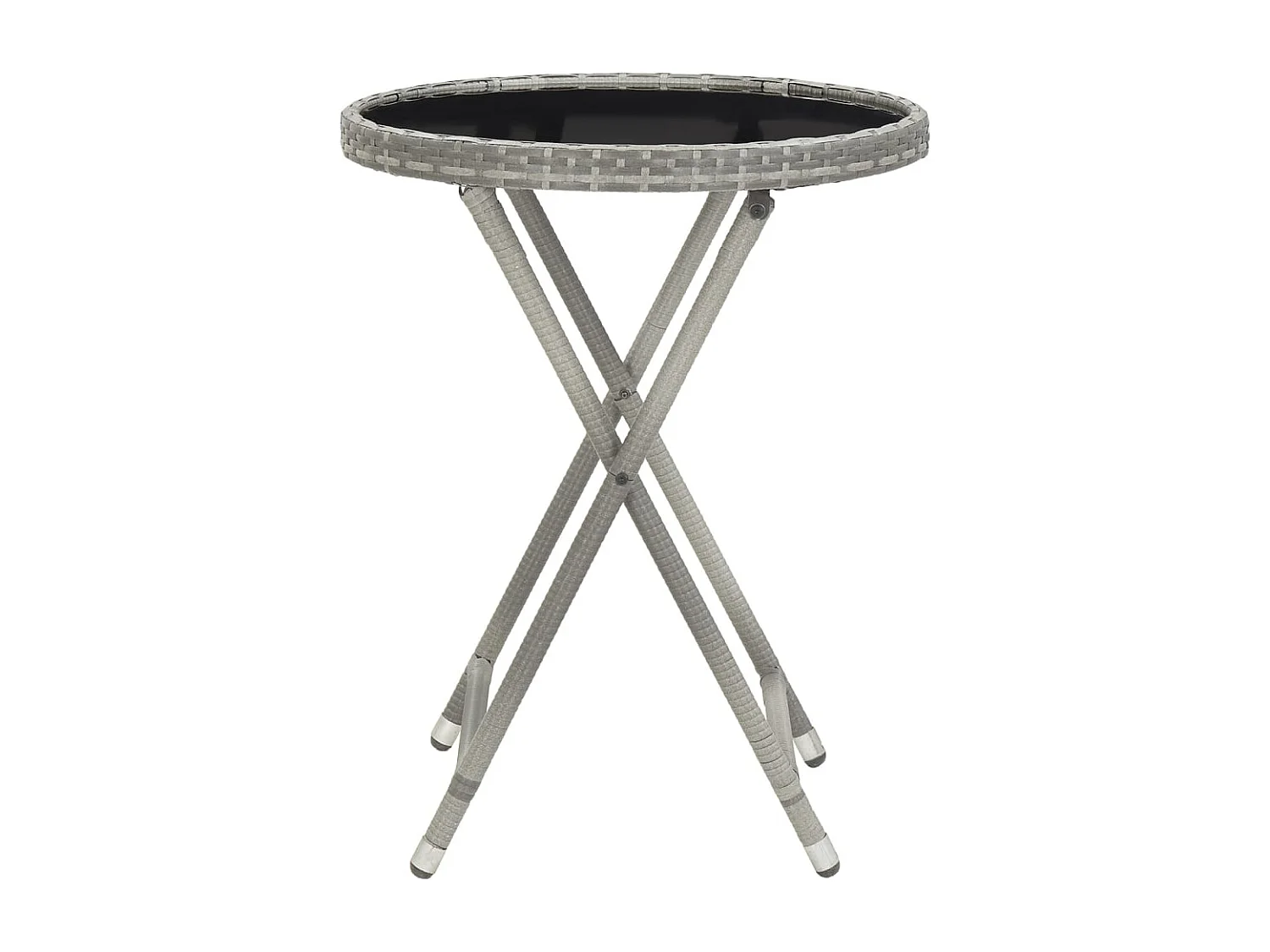 5-delige Bistroset poly rattan en gehard glas grijs