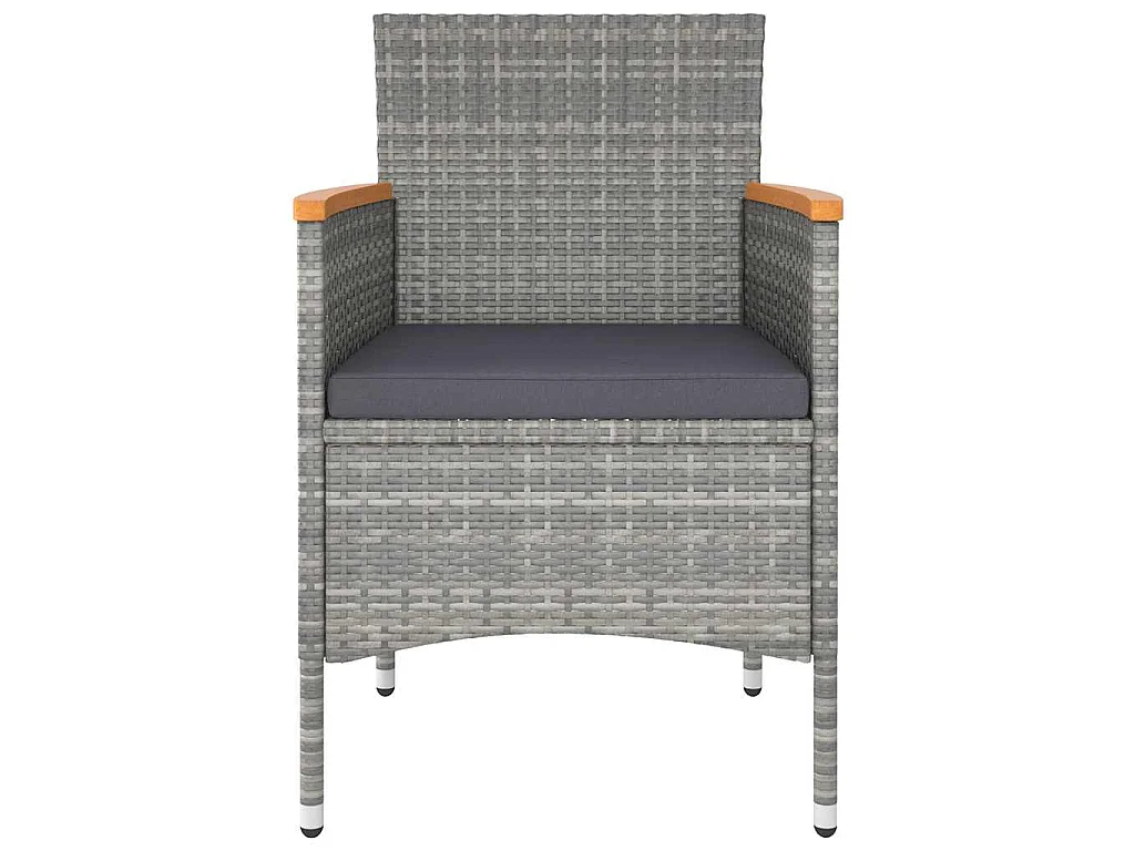 5-tlg. Garten-Bistro-Set Poly Rattan und Hartglas Grau