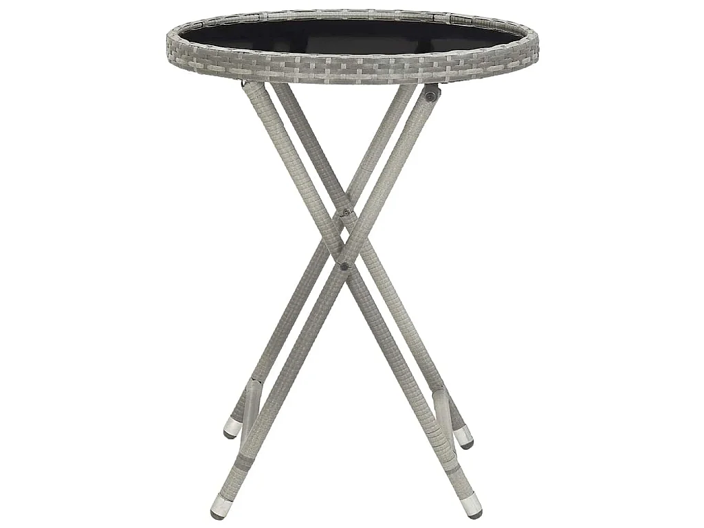 5-tlg. Garten-Bistro-Set Poly Rattan und Hartglas Grau