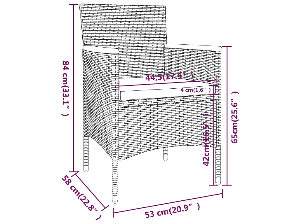 5-tlg. Garten-Bistro-Set Poly Rattan und Hartglas Grau