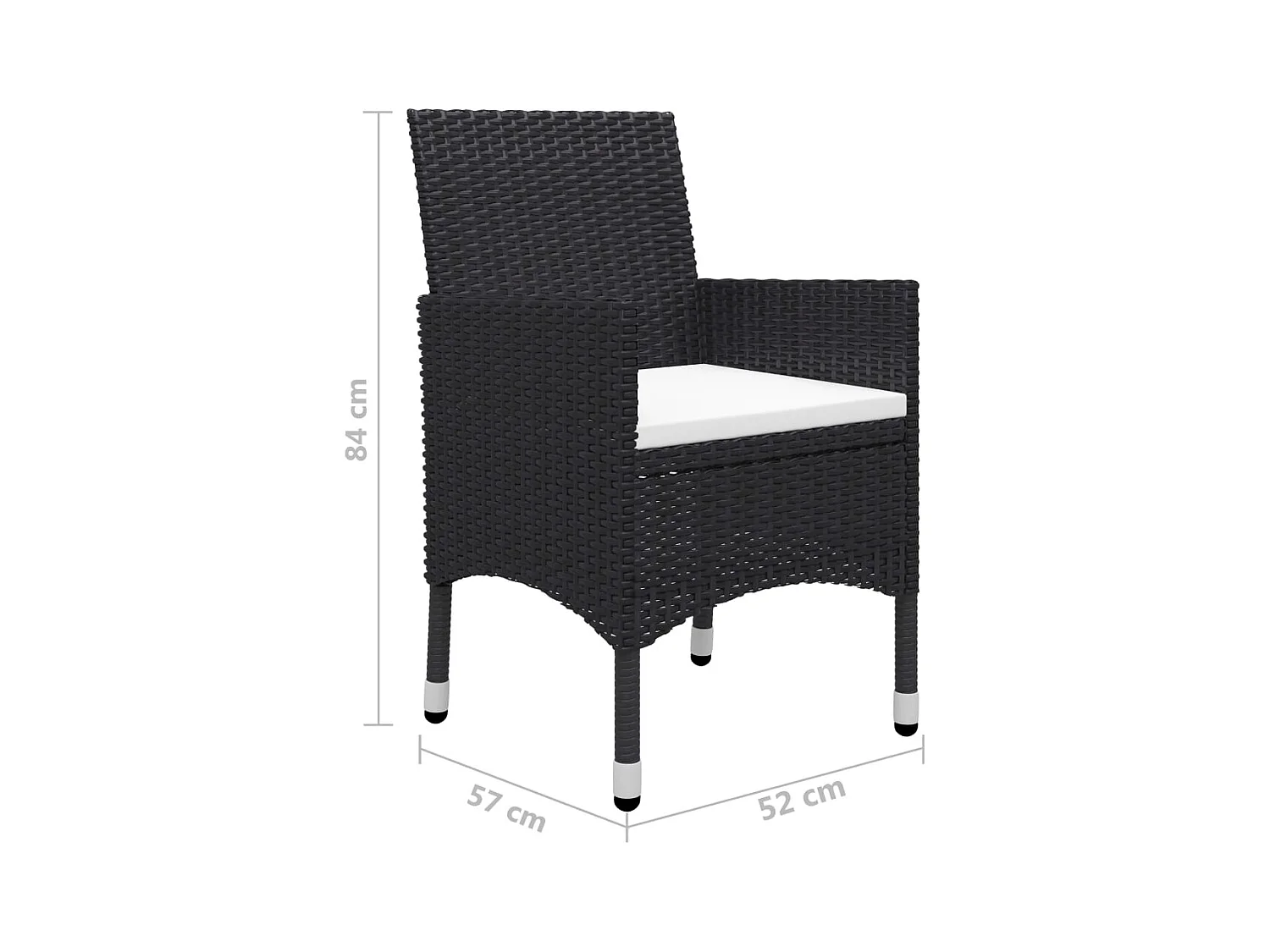 Ensemble à manger de jardin 5 pcs Noir