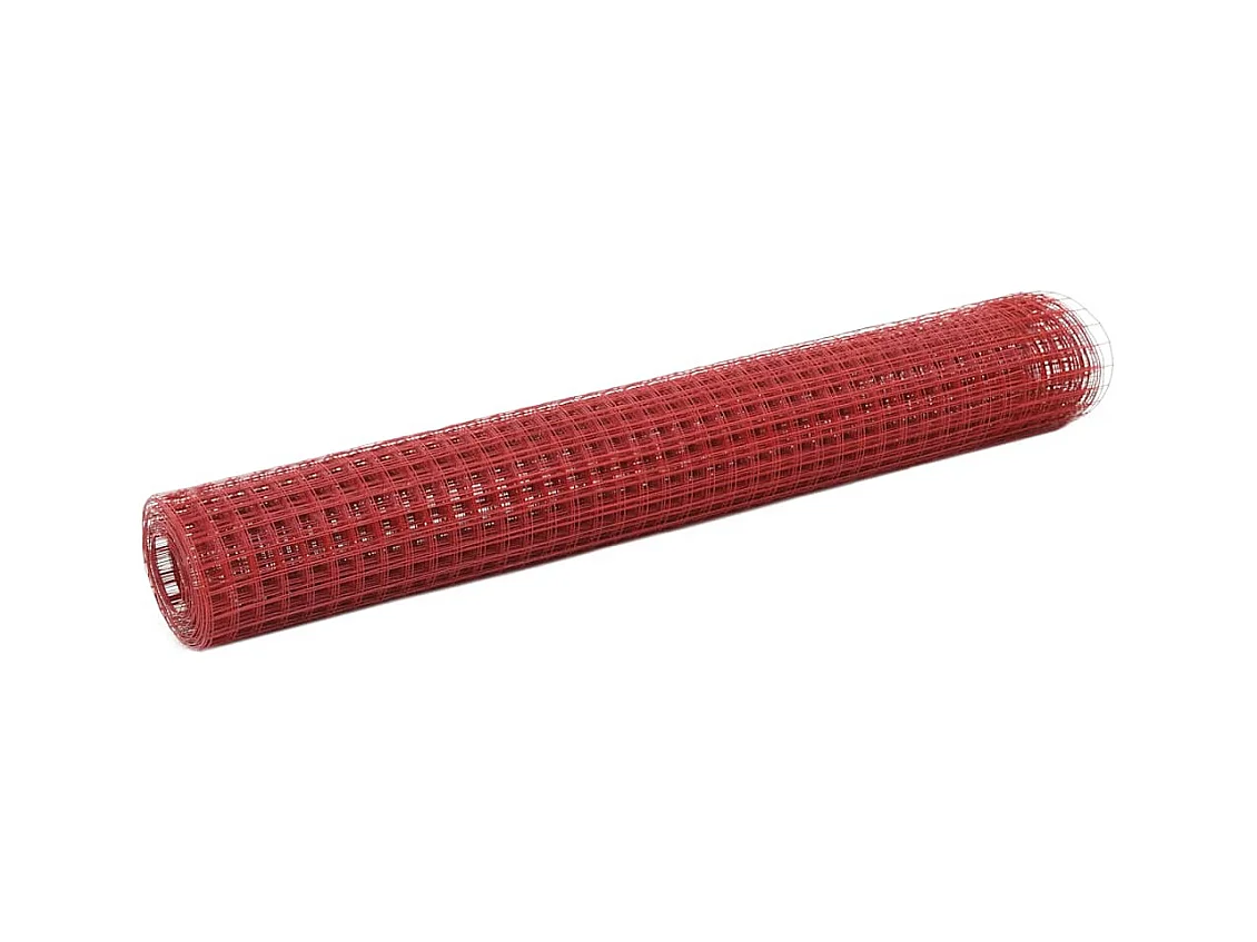 Alambrada de gallinero acero revestimiento PVC rojo 10x1 m