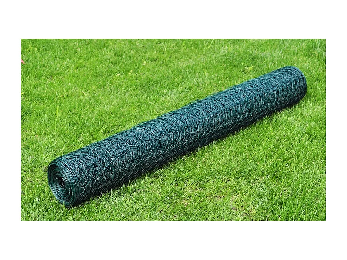 Cerca de Arame Galinheiro Verde com Revestimento em PVC - 25x0,75m para Proteção e Criação de Aves