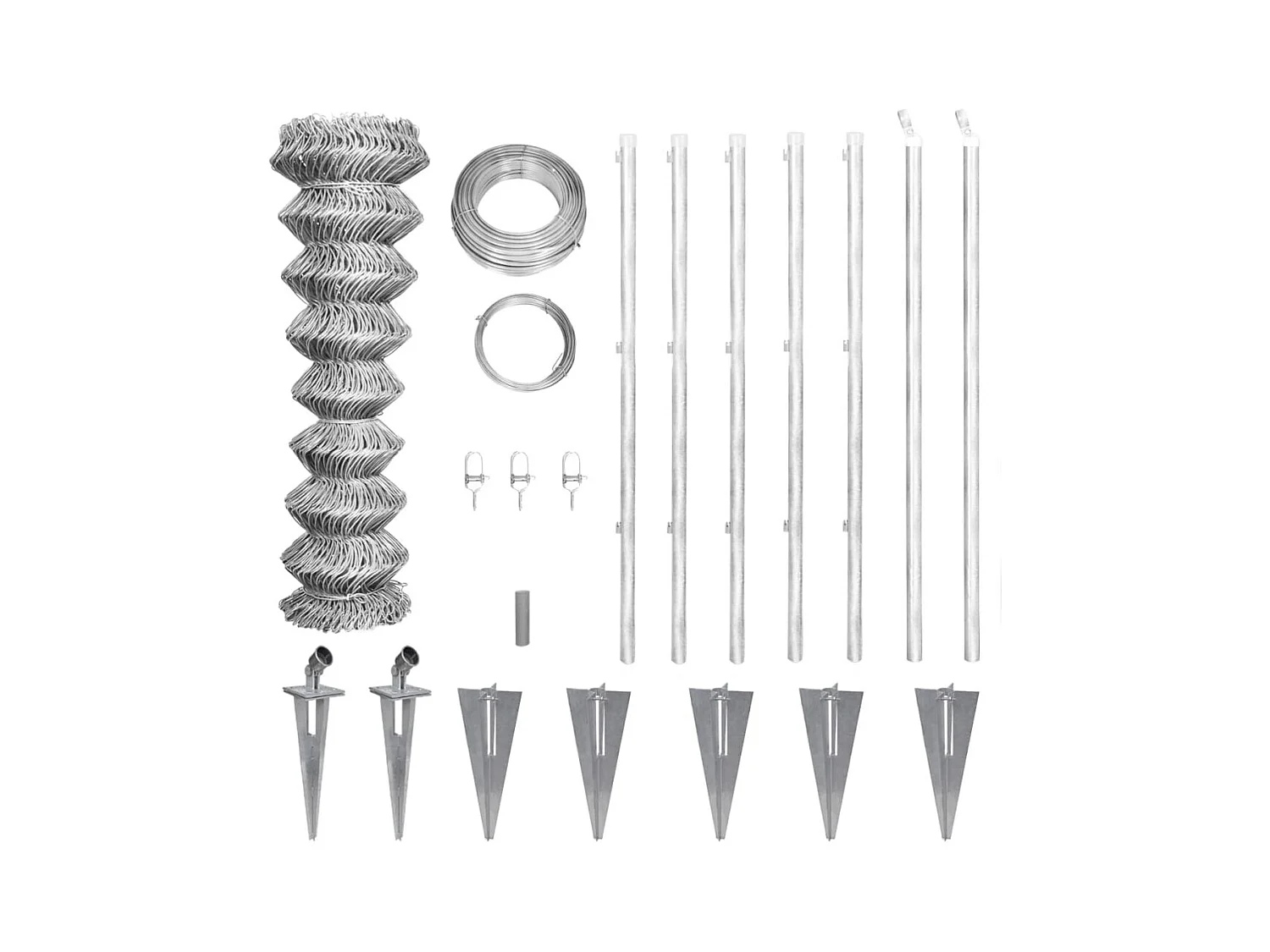 Valla metálica con estacas postes acero galvanizado 15x15 m