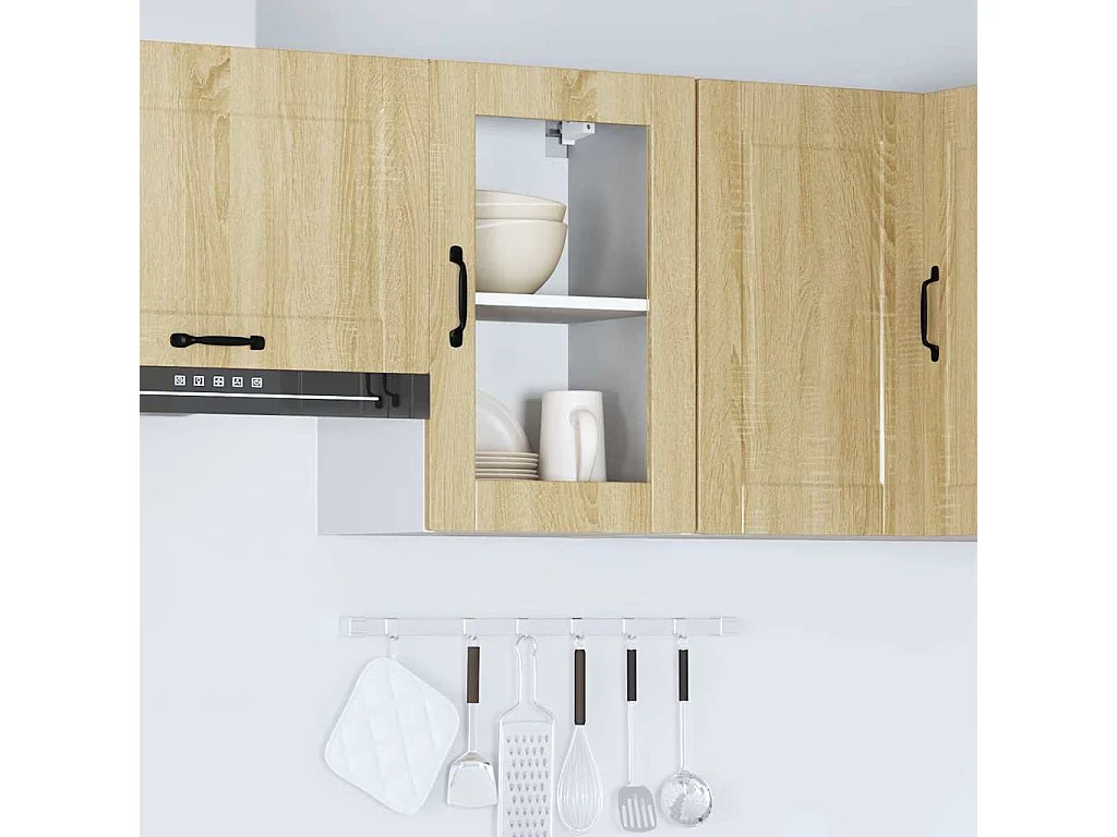 Armoire murale de cuisine et porte en verre Porto chêne sonoma