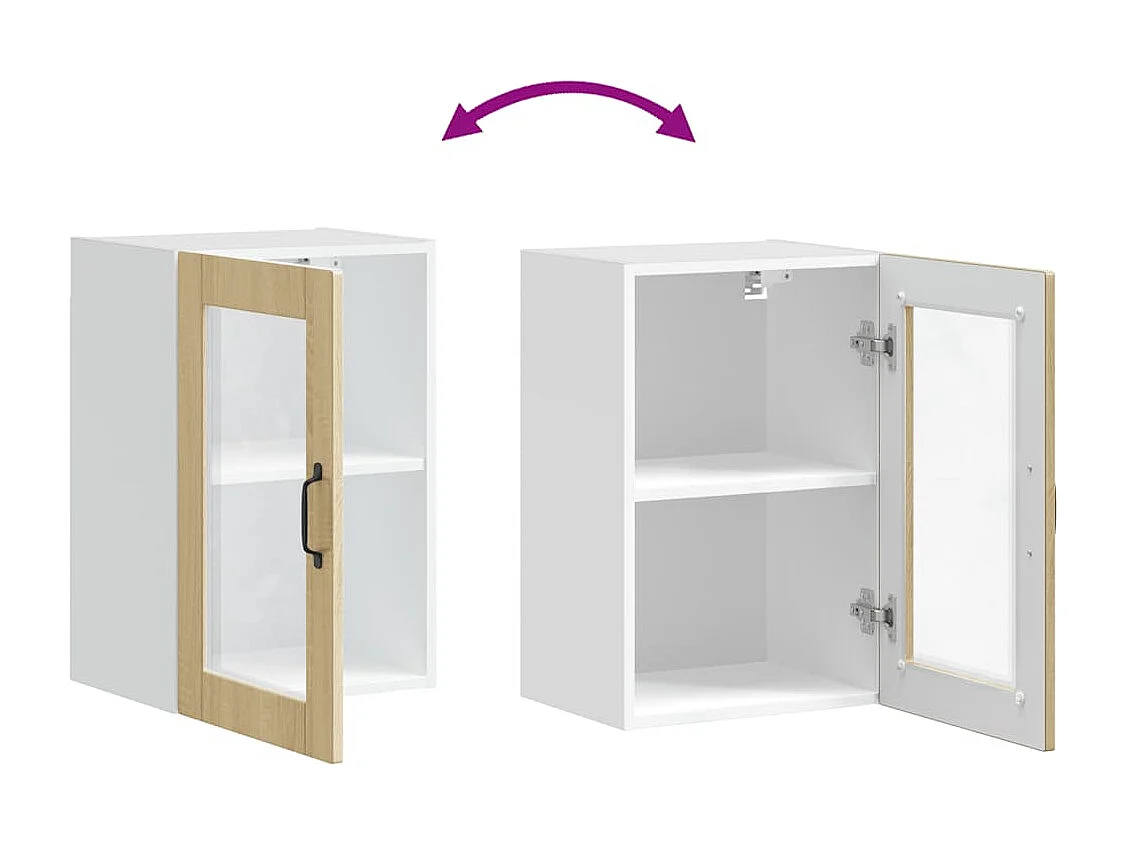 Armoire murale de cuisine et porte en verre Porto chêne sonoma