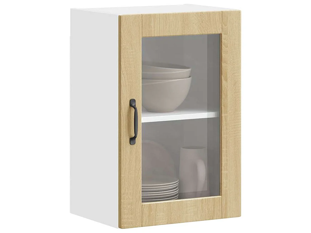 Armoire murale de cuisine et porte en verre Porto chêne sonoma