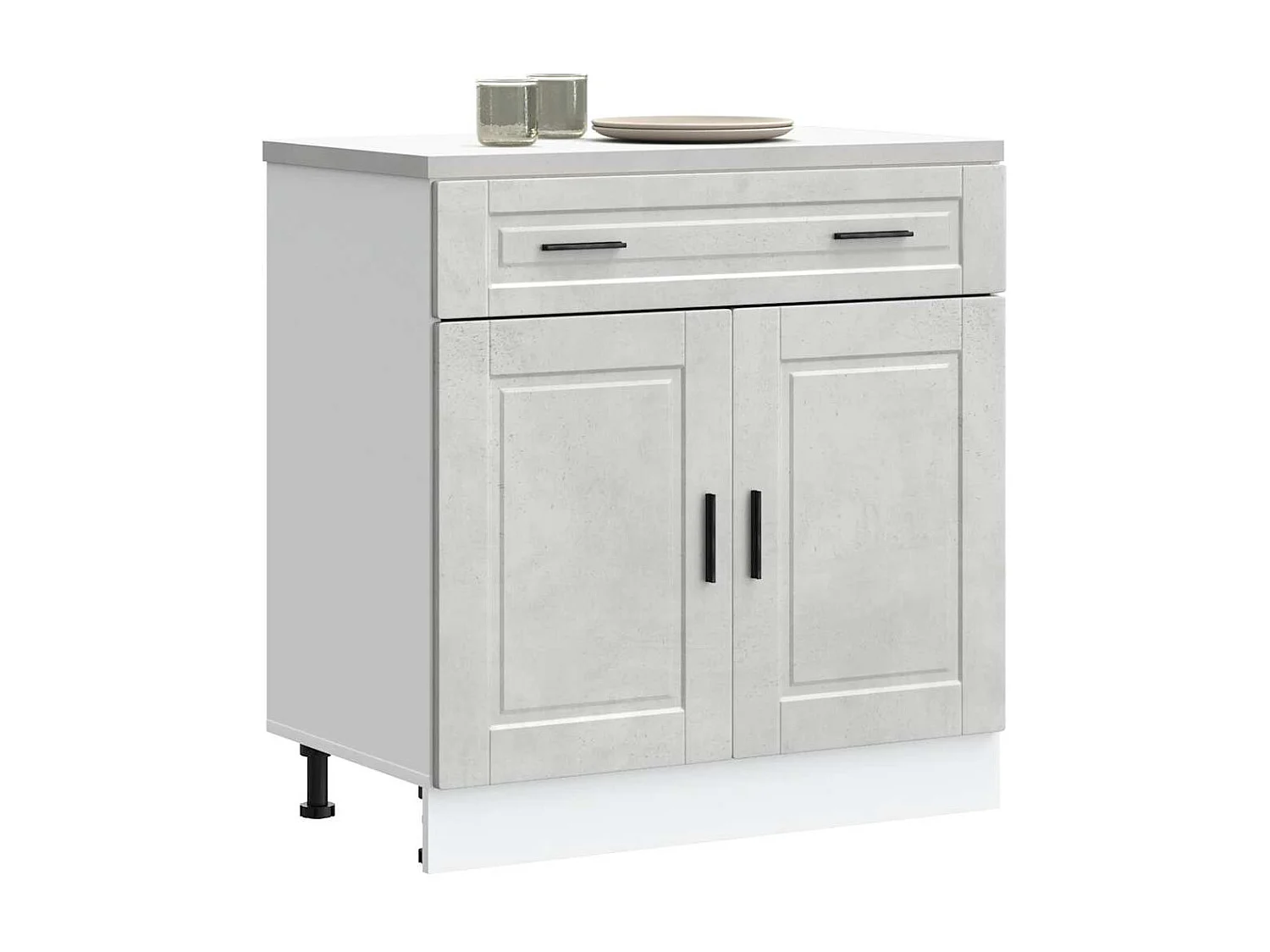 Armoire de cuisine Porto gris béton bois d'ingénierie