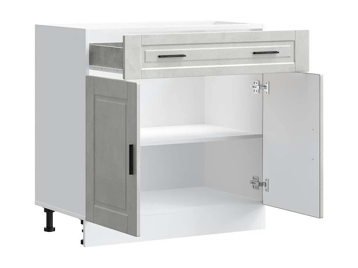 Armoire de cuisine Porto gris béton bois d'ingénierie