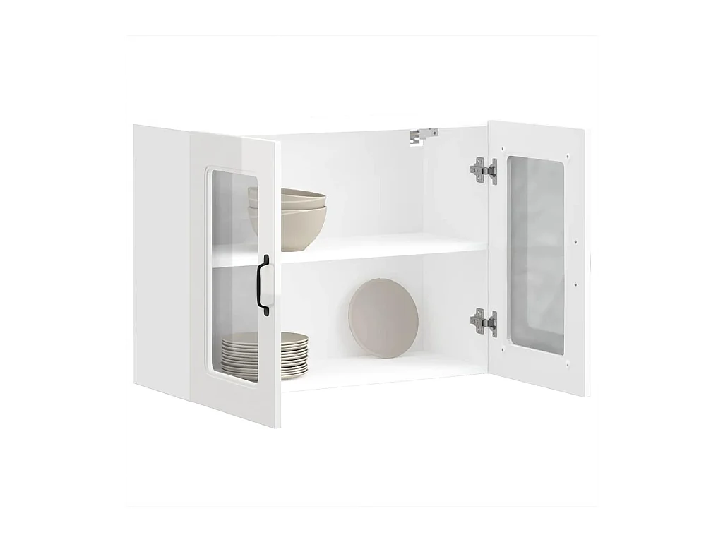 Küchen-Hängeschrank mit Glastür Kalmar Hochglanz-Weiß Holzwerkstoff