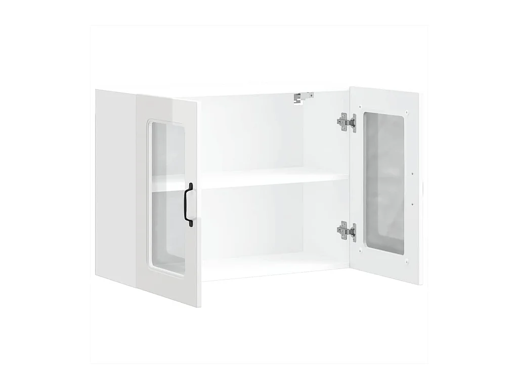Küchen-Hängeschrank mit Glastür Kalmar Hochglanz-Weiß Holzwerkstoff