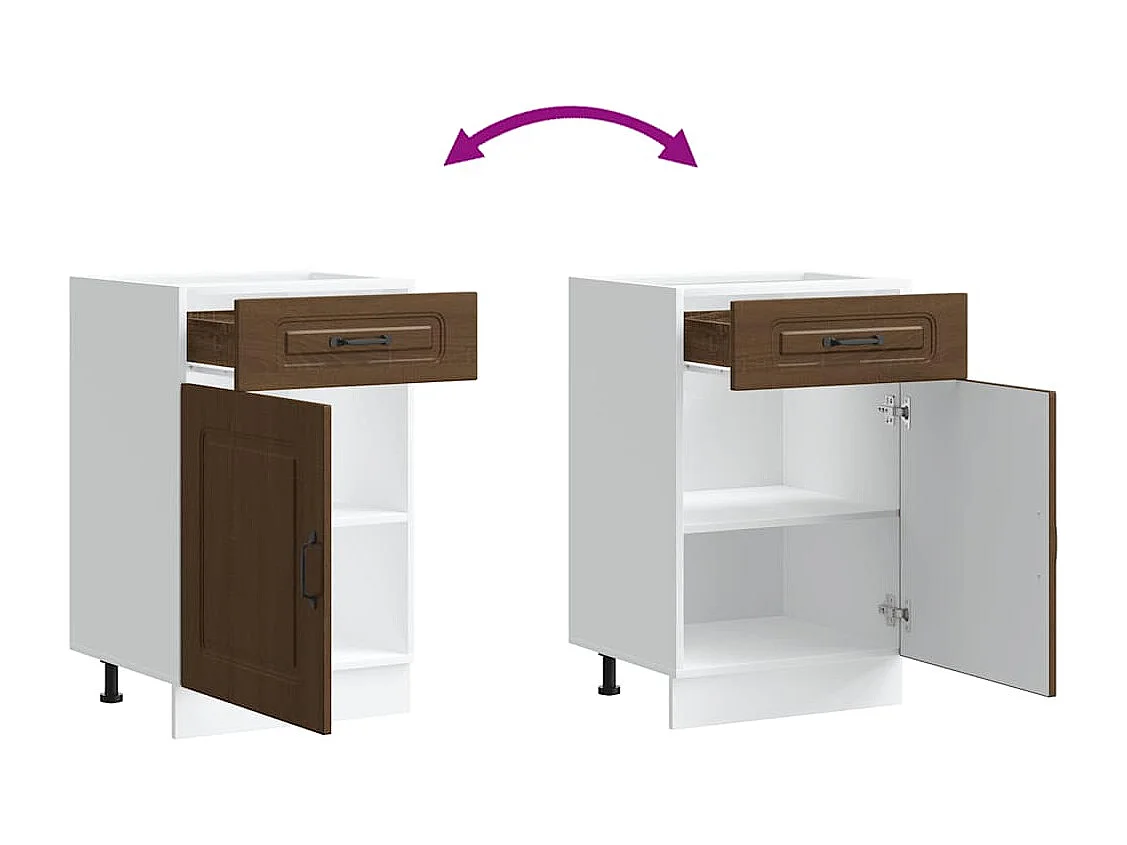 Onderkast Kalmar bewerkt hout bruin eikenkleur