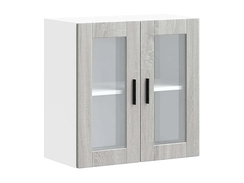 Küchen-Hängeschrank mit Glastür Porto Grau Sonoma