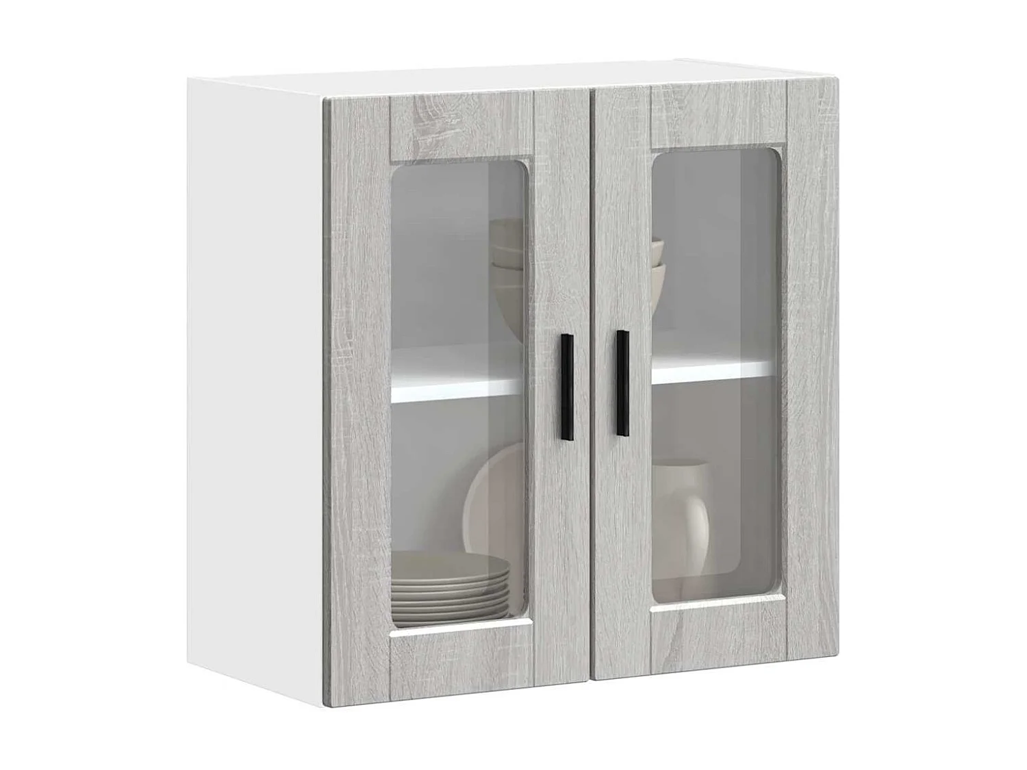 Armoire murale de cuisine avec porte en verre Porto sonoma gris