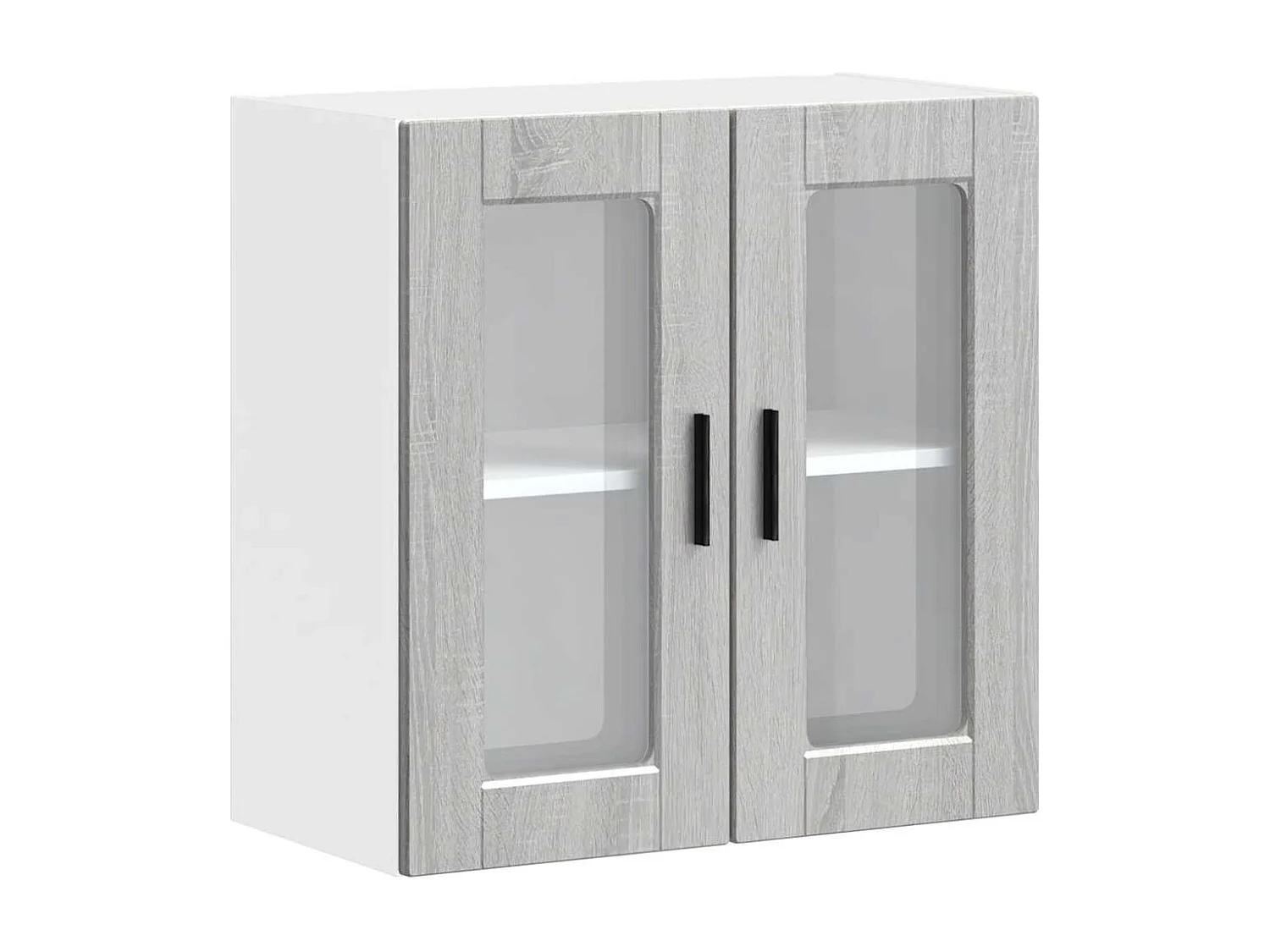 Armario de pared para cocina puerta cristal Porto gris sonoma
