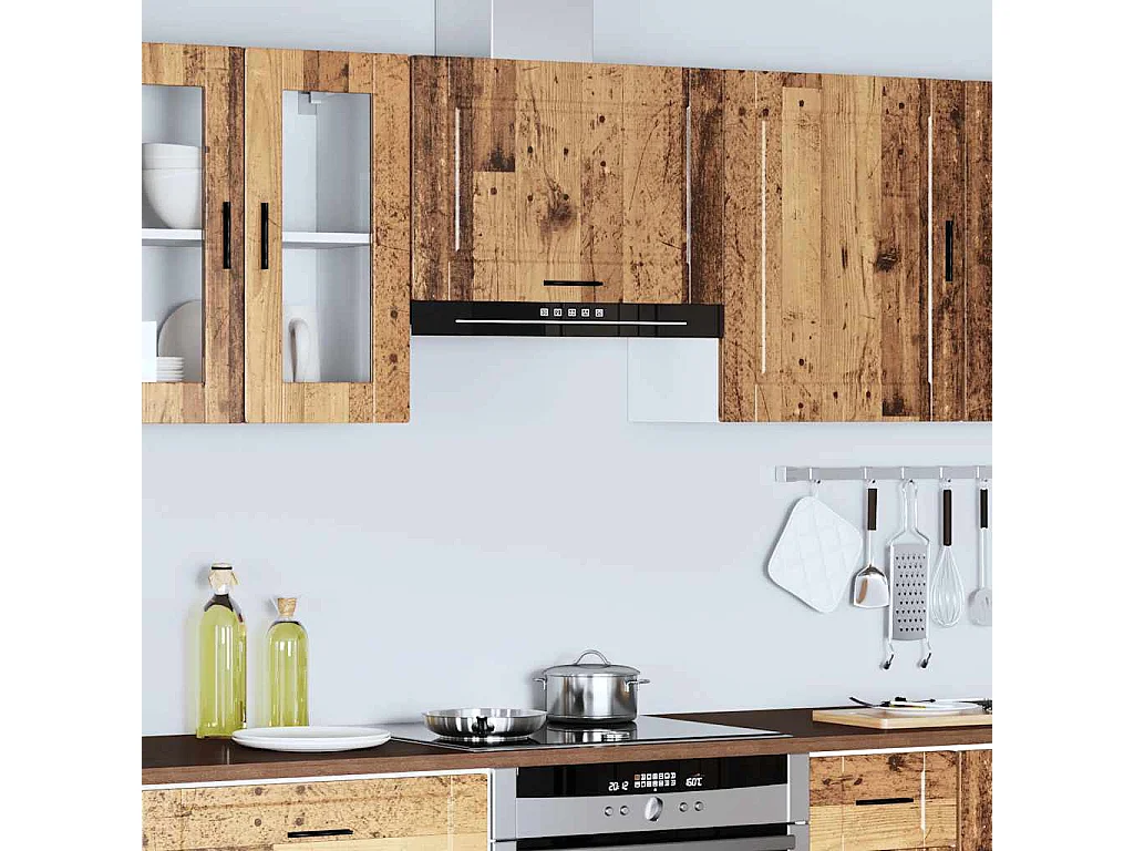 Keukenbovenkast Porto bewerkt hout oud houtkleurig