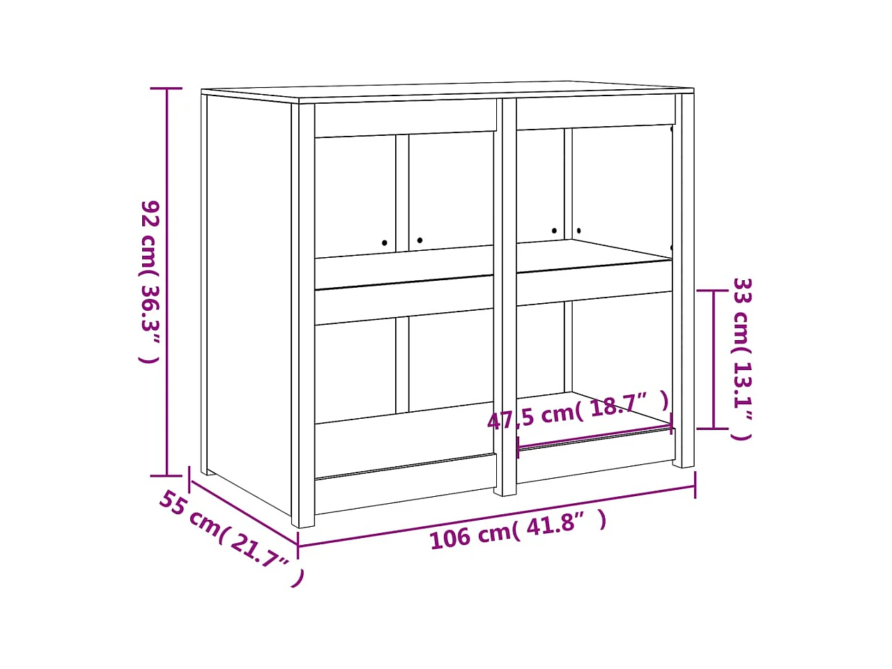 Outdoor-Küchenschrank 106x55x92 cm Massivholz Kiefer