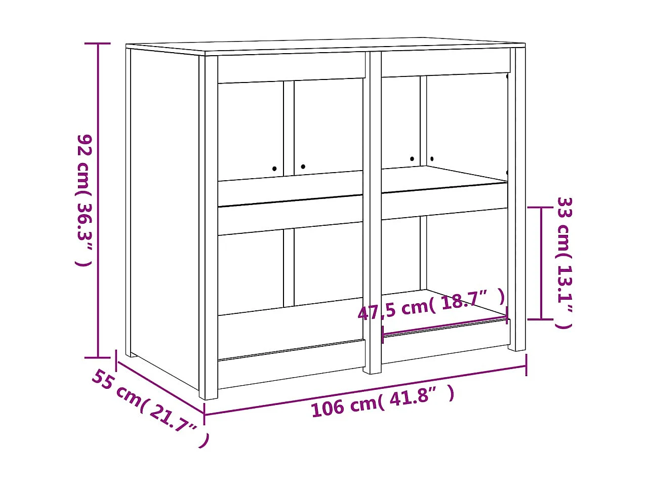Armoire de cuisine d'extérieur MEPPEL 106x55x92 cm bois de pin massif