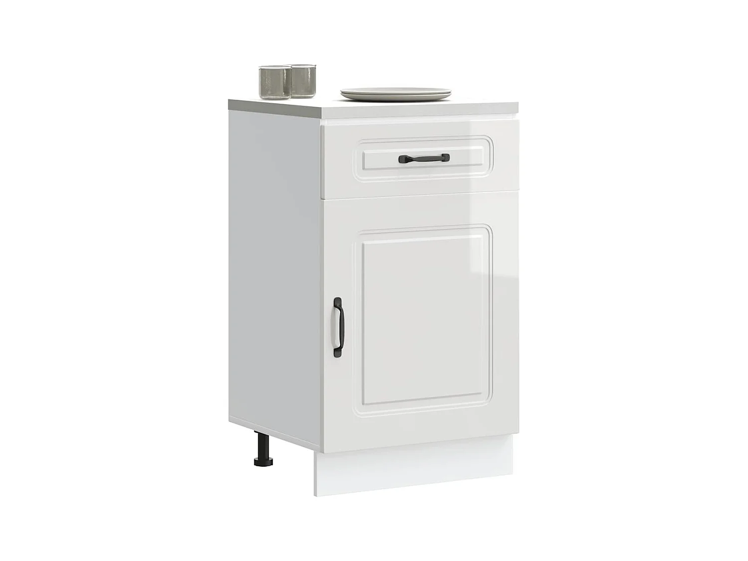 Armoire de cuisine Kalmar blanc brillant bois ingénierie