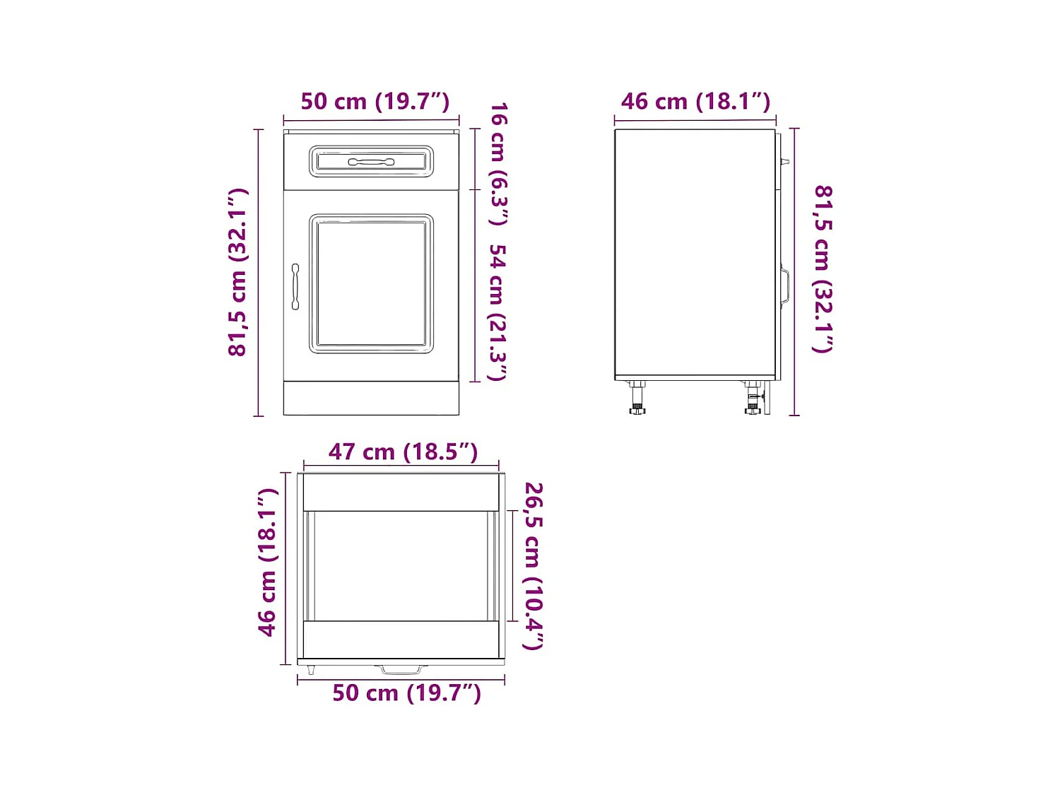 Armoire de cuisine Kalmar blanc brillant bois ingénierie